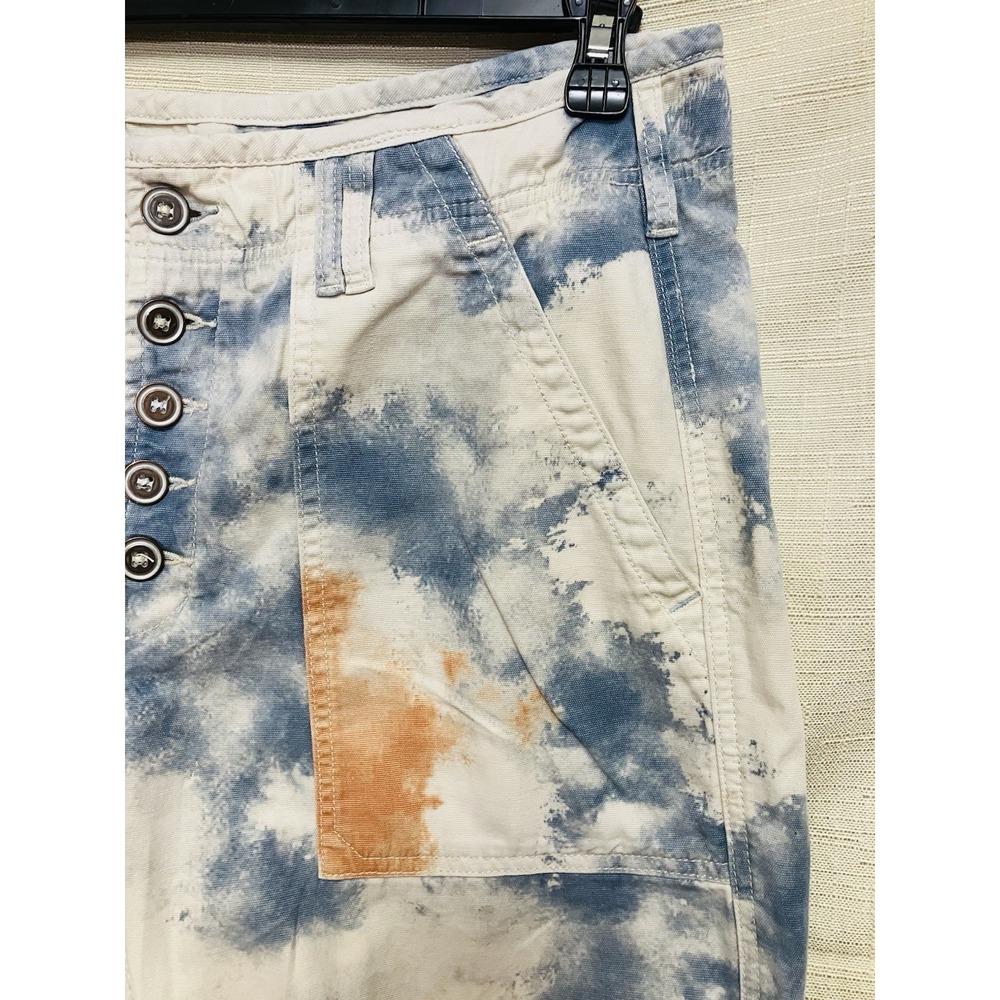 Free People Utility Pants Womens 31 White Blue Orange Excellent Tie Dye Cargo - Picture 5 of 8